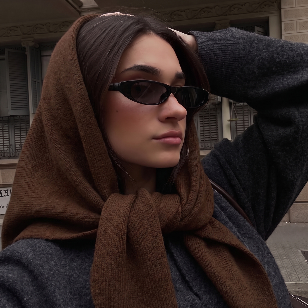 Warm Knit Triangle Wrap Shawl  - đánh giá và giá Women'S Winter Accessories Set