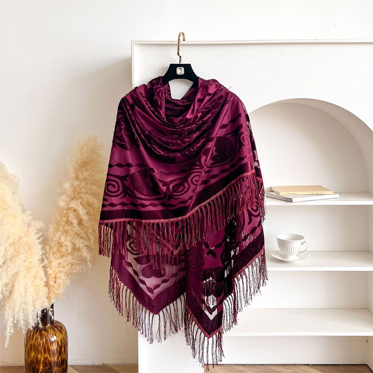 Retro Velvet Tassel Scarf Flor - đánh giá và giá Women'S Winter Accessories Set