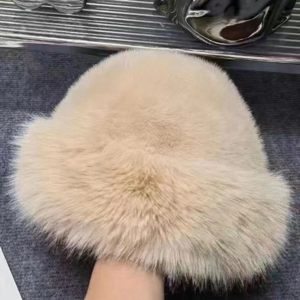New Warm Fluffy Fur Bucket Hat - đánh giá và giá Women'S Winter Accessories Set