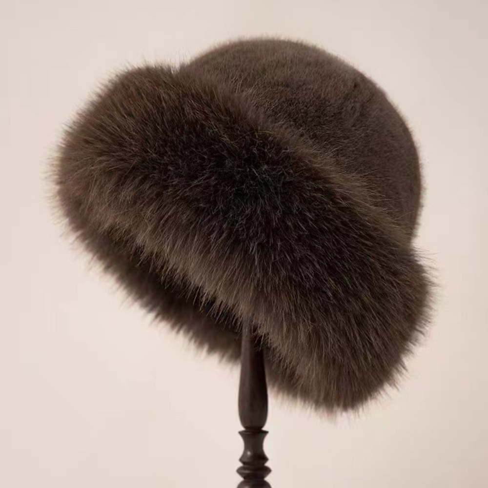 New Warm Fluffy Fur Bucket Hat - đánh giá và giá Women'S Winter Accessories Set
